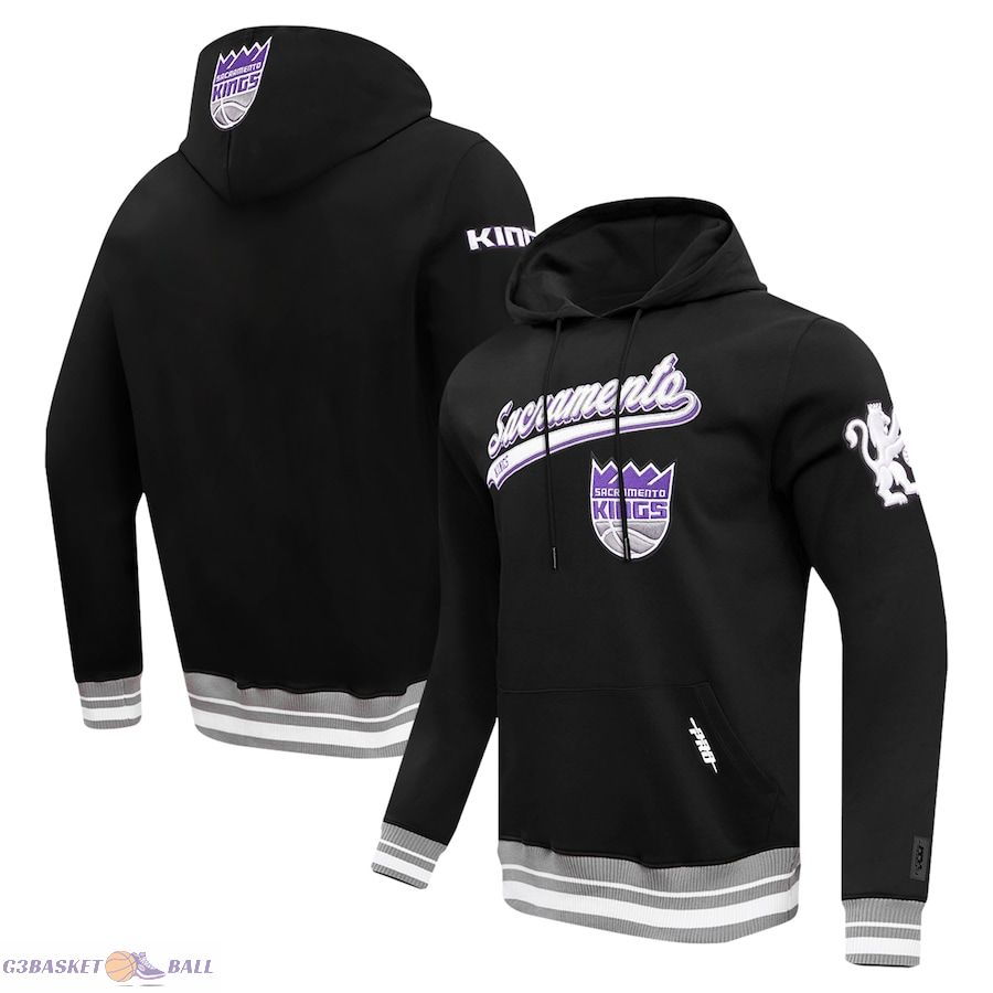 Men's Sacramento Kings Pro Standard Black Script Tail Pullover Hoodie