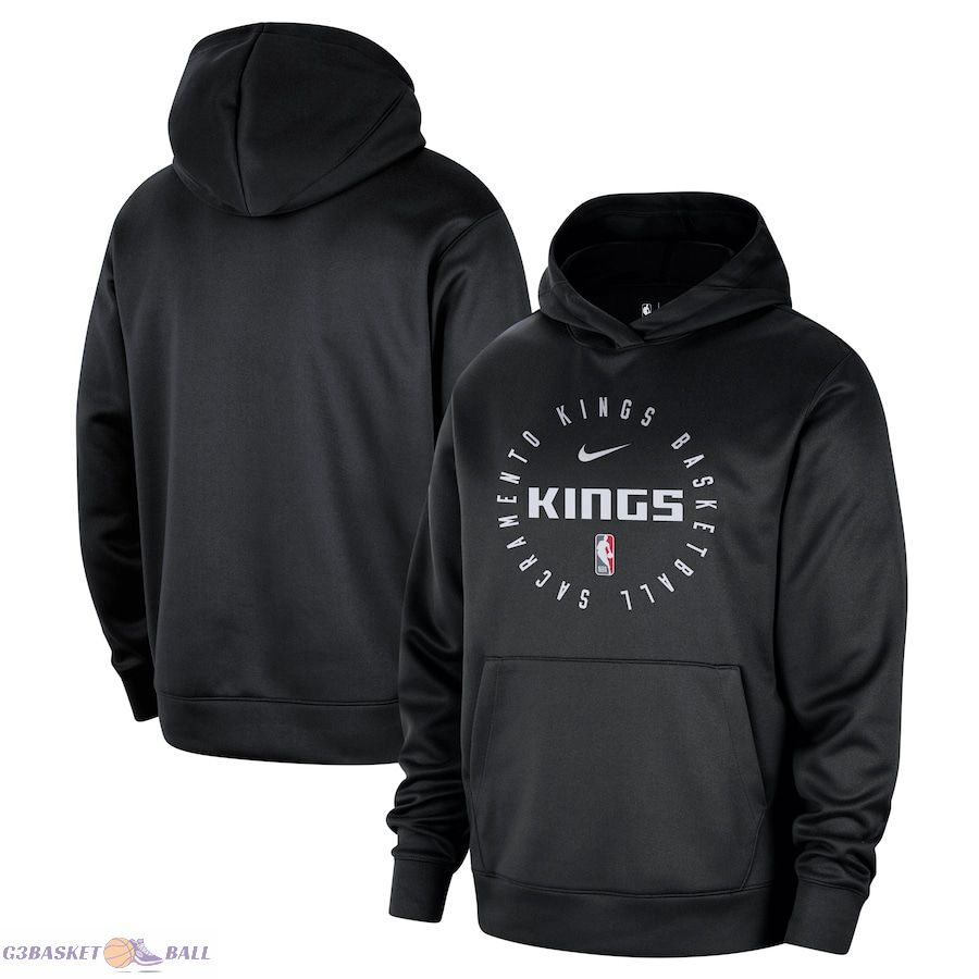 Men's Sacramento Kings Nike Black 2024/25 Spotlight On-Court Practice Performance Pullover Hoodie