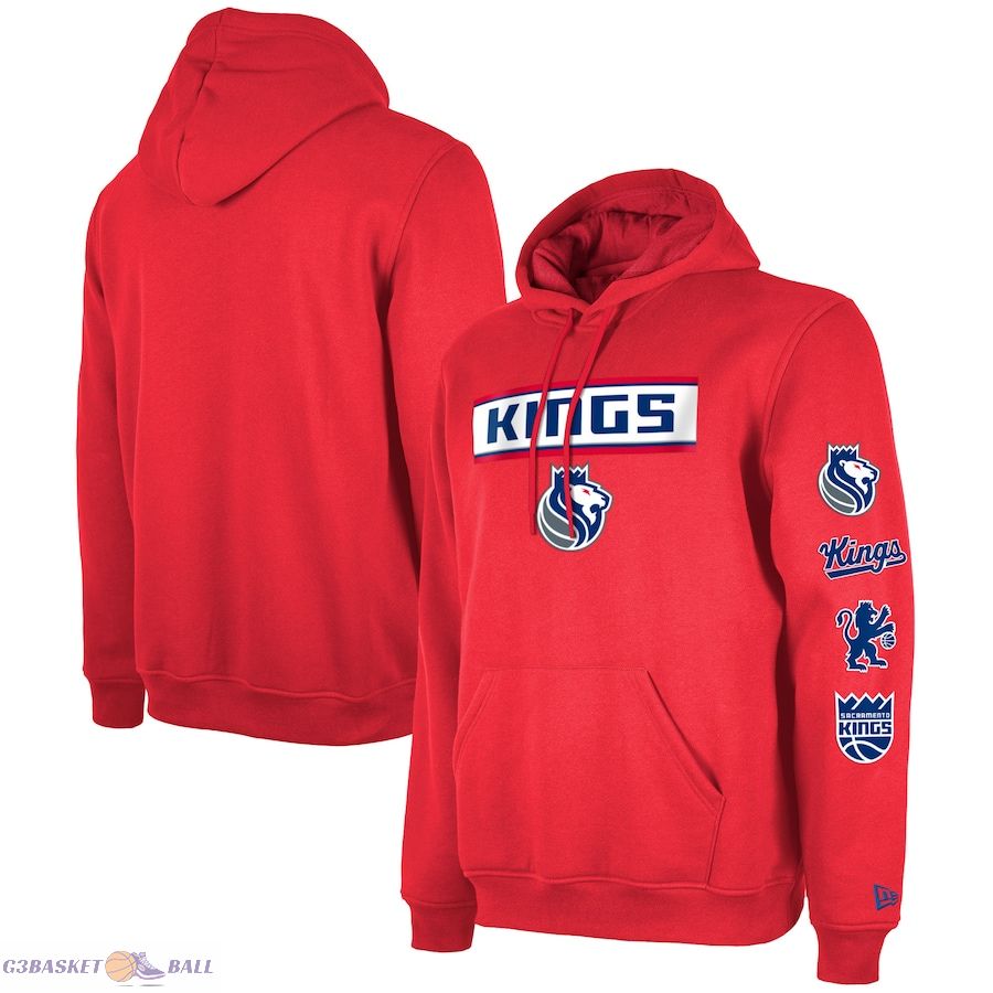 Men's Sacramento Kings New Era Red Big & Tall 2023/24 City Edition Jersey Pullover Hoodie