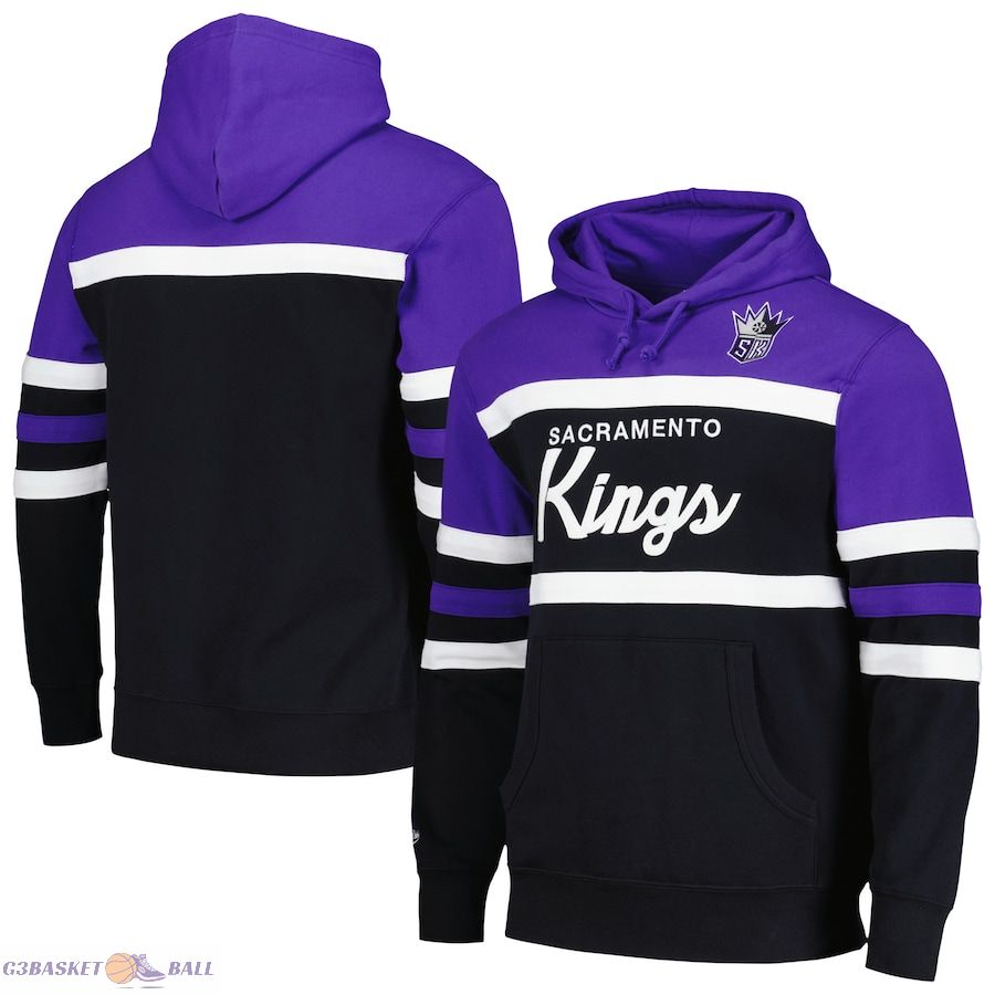 Men's Sacramento Kings Mitchell & Ness Black/Purple Head Coach Pullover Hoodie