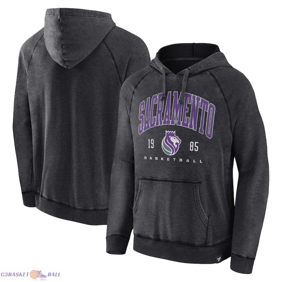 Men's Sacramento Kings Fanatics Heather Charcoal Foul Trouble Snow Wash Raglan Pullover Hoodie