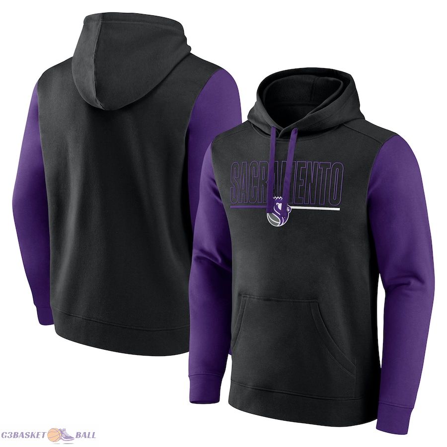 Men's Sacramento Kings Black Outline Colorblock Pullover Hoodie