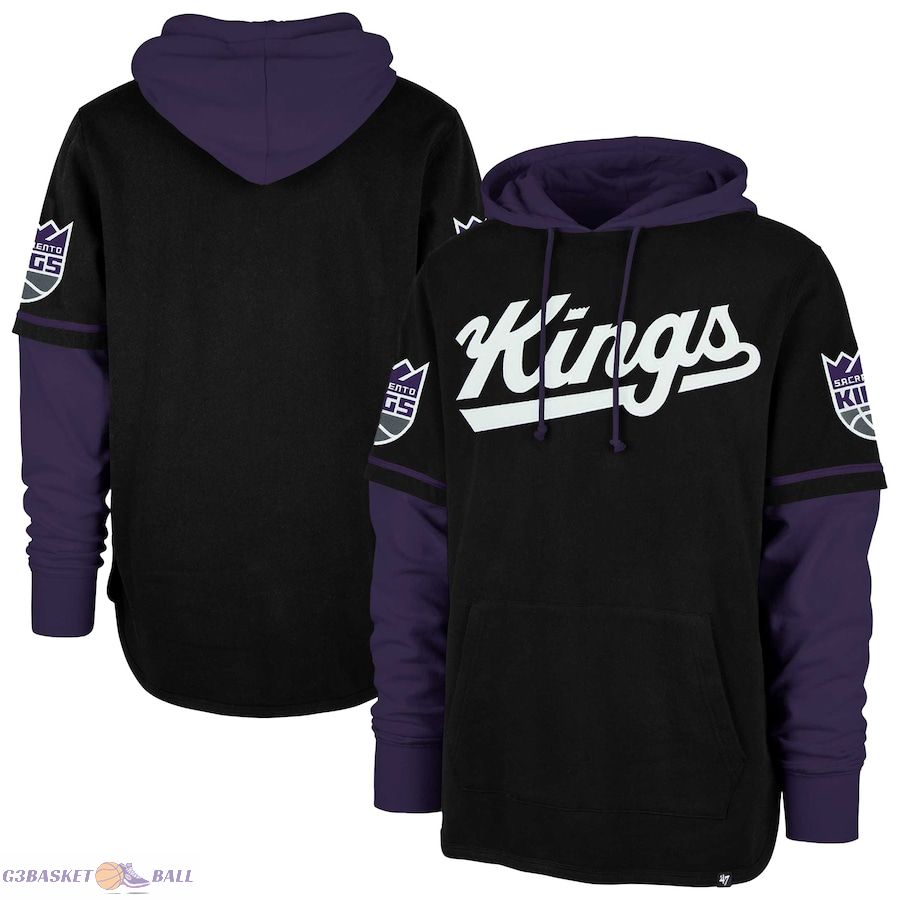 Men's Sacramento Kings '47 Black Trifecta Shortstop Pullover Hoodie