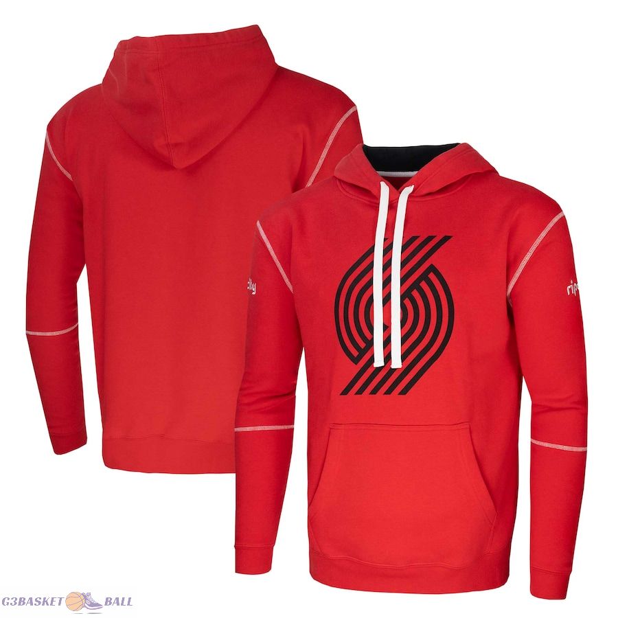 Unisex Stadium Essentials Portland Trail Blazers Red Monument Pullover Hoodie