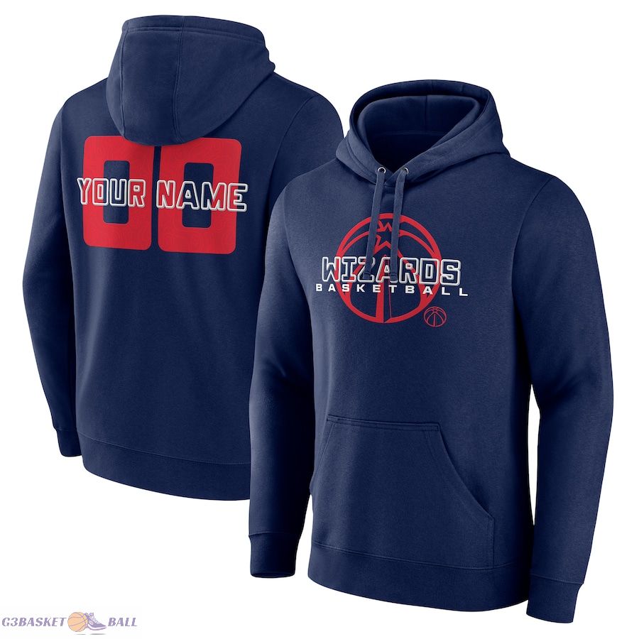 Men's Washington Wizards Navy Stellar Personalized Name & Number Pullover Hoodie