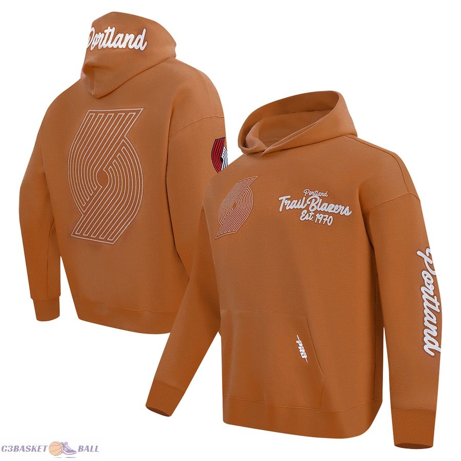 Men's Portland Trail Blazers Pro Standard Brown Paint the City Drop Shoulder Pullover Hoodie