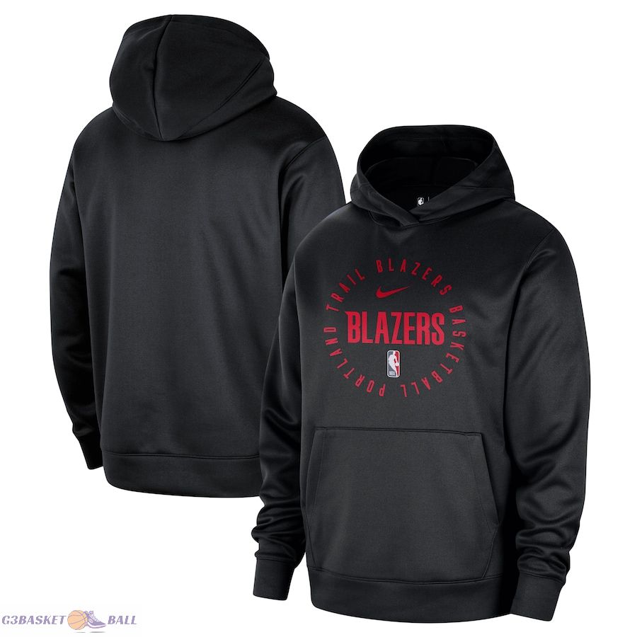 Men's Portland Trail Blazers Nike Black 2024/25 Spotlight On-Court Practice Performance Pullover Hoodie