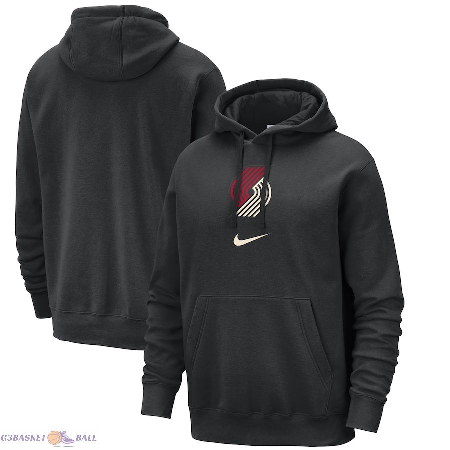 Men's Portland Trail Blazers Nike Black 2023/24 City Edition Essential Club Pullover Hoodie