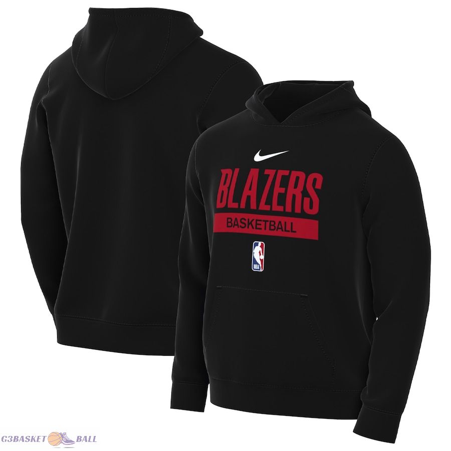 Men's Portland Trail Blazers Nike Black 2022/23 Spotlight On-Court Practice Performance Pullover Hoodie