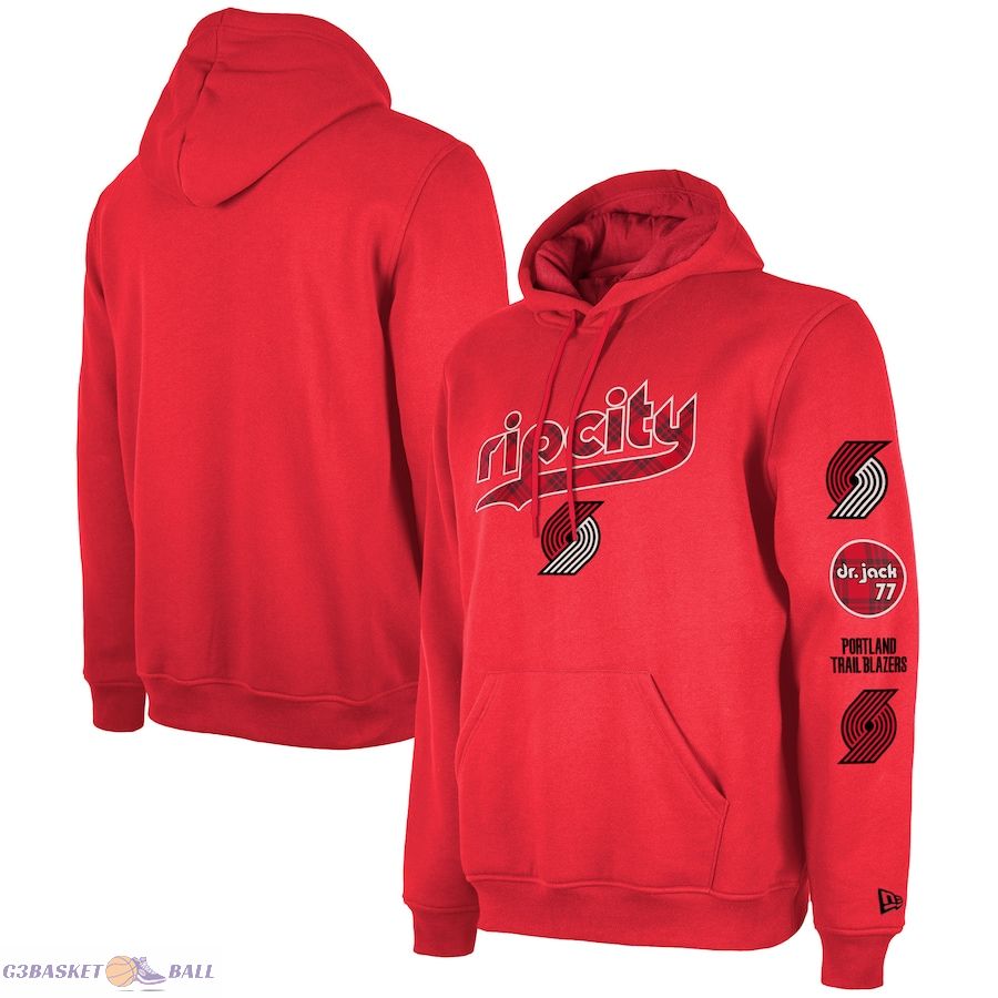 Men's Portland Trail Blazers New Era Red Big & Tall 2023/24 City Edition Jersey Pullover Hoodie