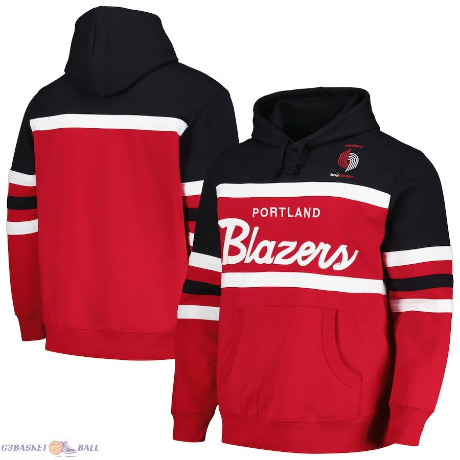 Men's Portland Trail Blazers Mitchell & Ness Red/Black Head Coach Pullover Hoodie