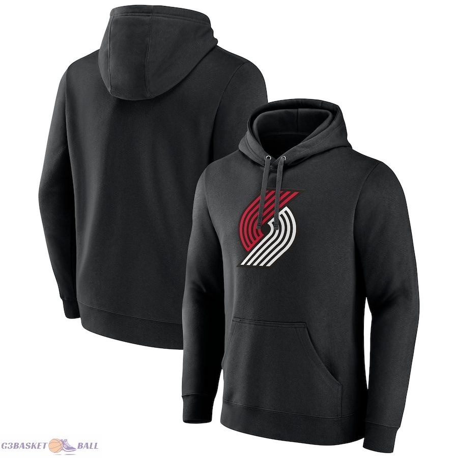 Men's Portland Trail Blazers Fanatics Black Primary Logo Pullover Hoodie