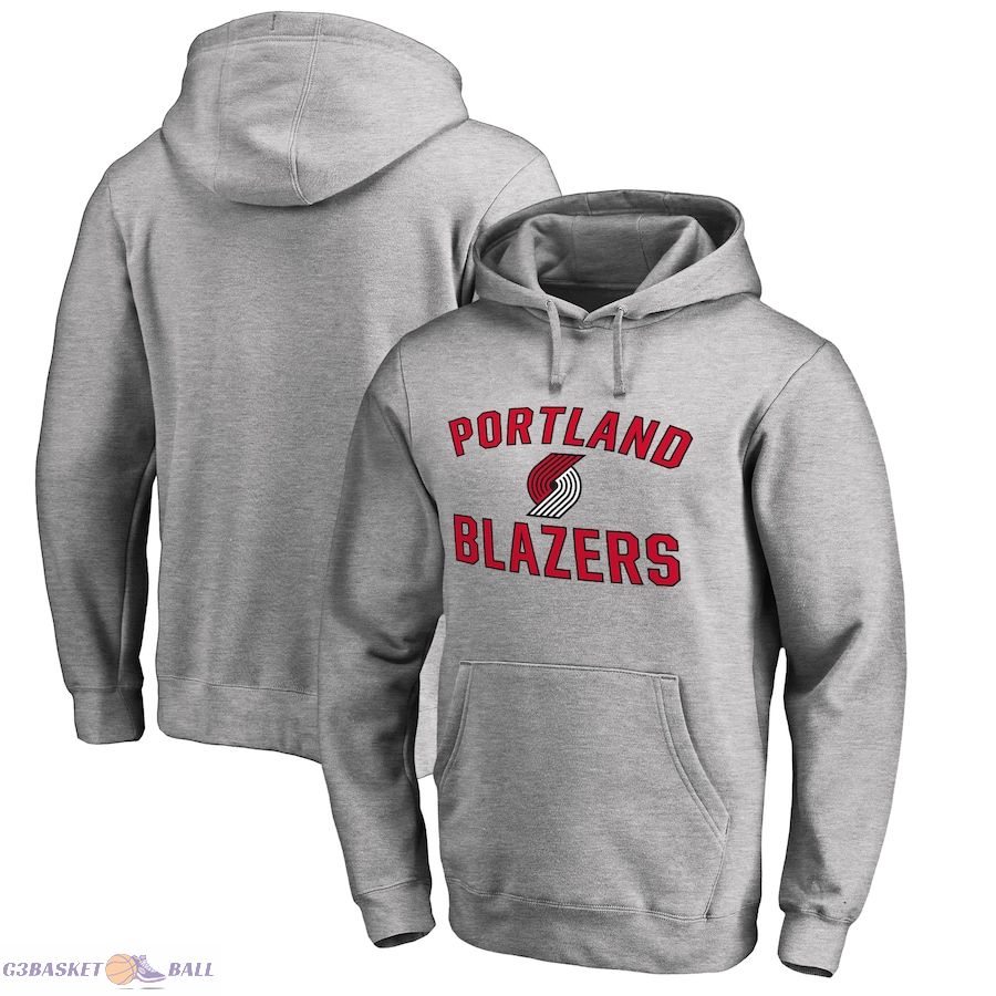 Men's Portland Trail Blazers Ash Victory Arch Pullover Hoodie