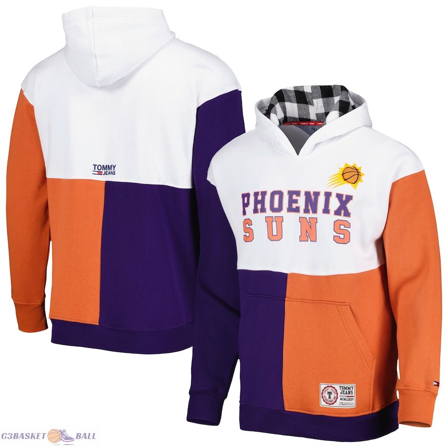 Men's Phoenix Suns Tommy Jeans White/Purple Andrew Split Pullover Hoodie