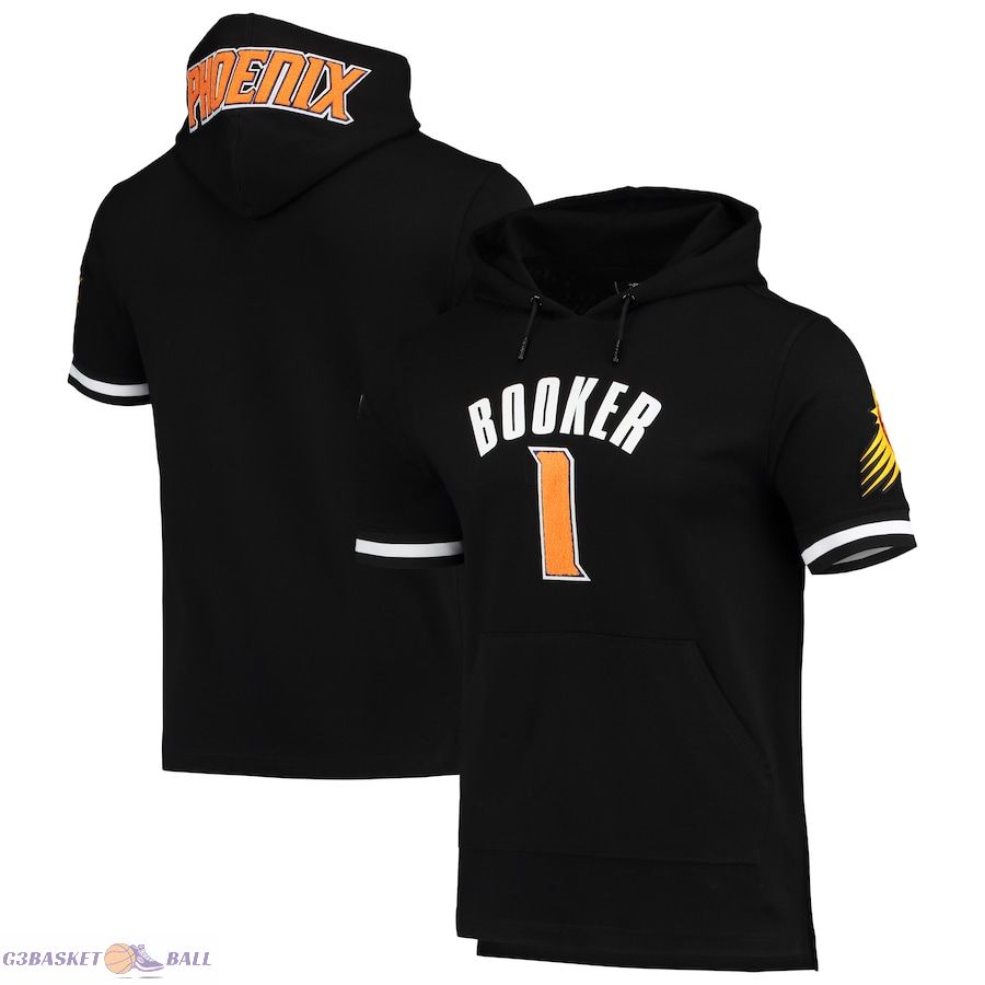 Men's Phoenix Suns Devin Booker Pro Standard Black Name & Number Short Sleeve Pullover Hoodie