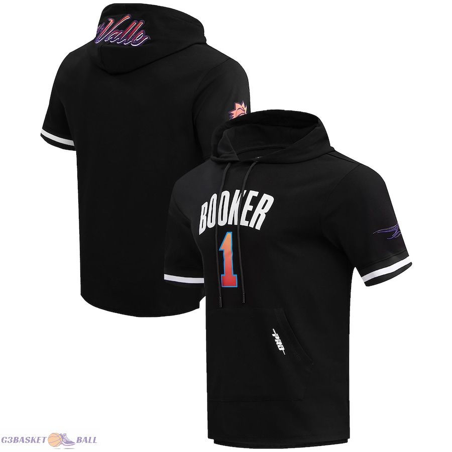 Men's Phoenix Suns Devin Booker Pro Standard Black 2023/24 City Edition Name & Number Short Sleeve Pullover Hoodie