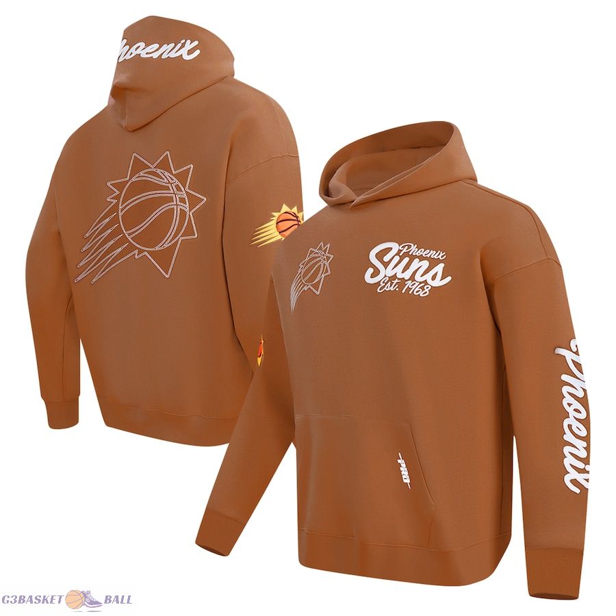 Men's Phoenix Suns Pro Standard Brown Paint the City Drop Shoulder Pullover Hoodie