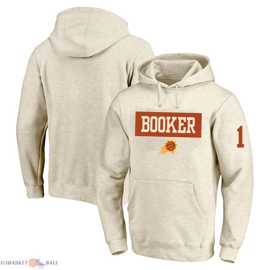 Men's Phoenix Suns Devin Booker Profile Cream Big & Tall Player Double Face Tri-Blend Pullover Hoodie