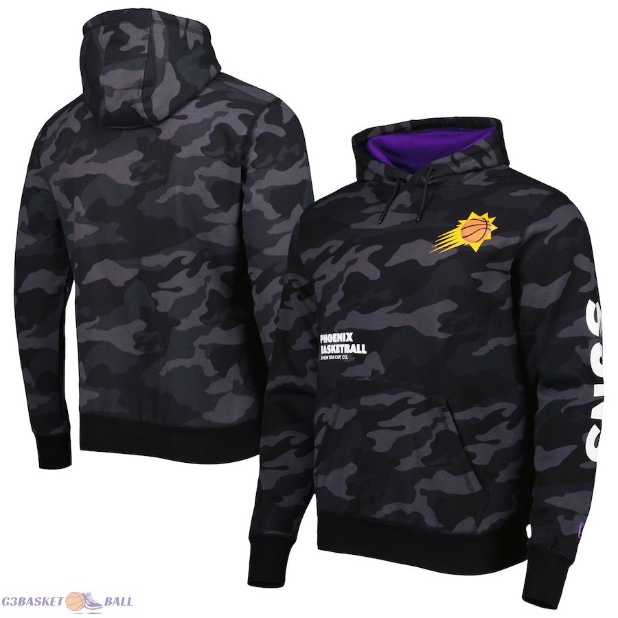 Men's Phoenix Suns New Era Black/Camo Tonal Pullover Hoodie