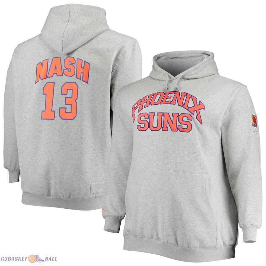 Men's Phoenix Suns Steve Nash Mitchell & Ness Heathered Gray Big & Tall Name & Number Pullover Hoodie