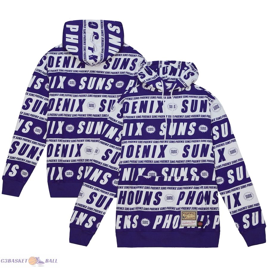 Men's Phoenix Suns Mitchell & Ness Purple Hardwood Classics Teamwrap Pullover Hoodie