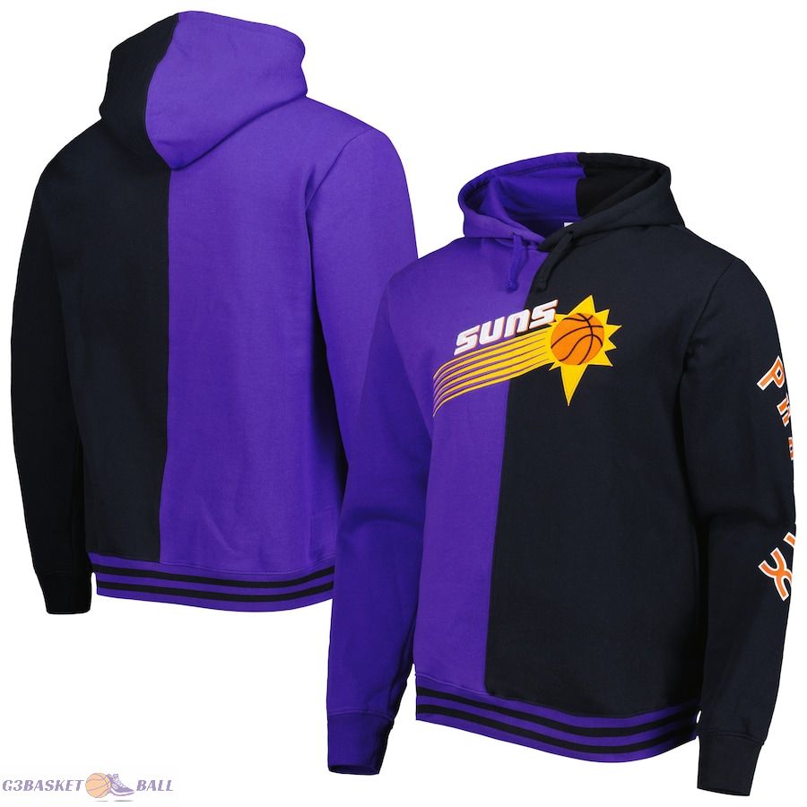 Men's Phoenix Suns Mitchell & Ness Purple/Black Hardwood Classics Split Pullover Hoodie