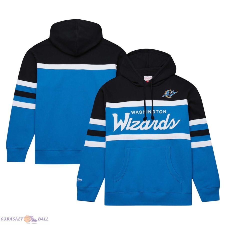 Men's Washington Wizards Mitchell & Ness Blue/Black Head Coach Pullover Hoodie