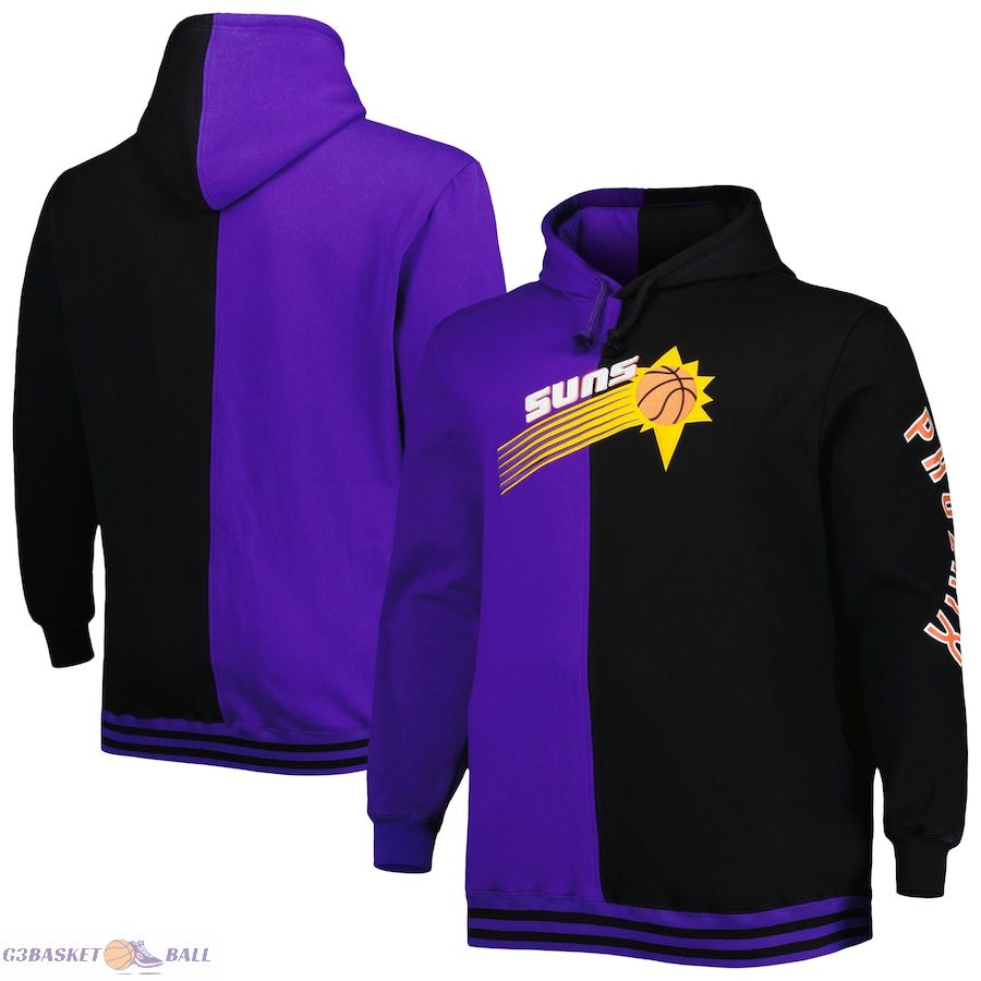 Men's Phoenix Suns Mitchell & Ness Purple/Black Big & Tall Hardwood Classics Split Pullover Hoodie