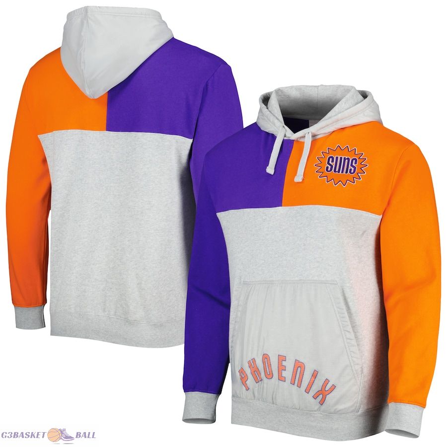 Men's Phoenix Suns Mitchell & Ness Heather Gray Tie-Breaker Pullover Hoodie