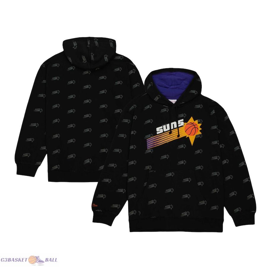 Men's Phoenix Suns Mitchell & Ness Black Hardwood Classics Allover Print Pullover Hoodie