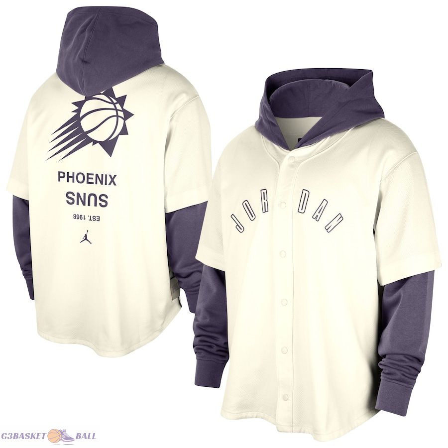 Men's Phoenix Suns Jordan Brand Cream/Purple Courtside Statement Edition MVP Jersey Pullover Hoodie