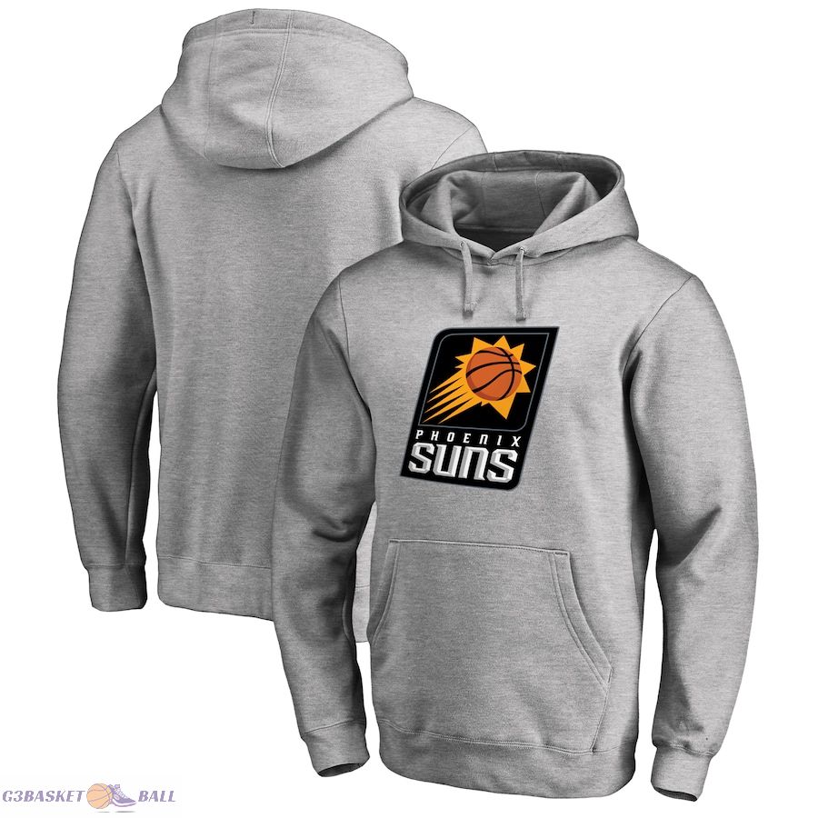 Men's Phoenix Suns Heather Gray Primary Logo Pullover Hoodie