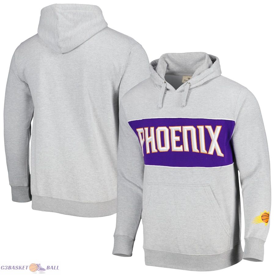 Men's Phoenix Suns Fanatics Heather Gray Wordmark French Terry Pullover Hoodie