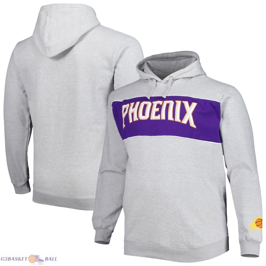 Men's Phoenix Suns Fanatics Heather Gray Big & Tall Wordmark Pullover Hoodie