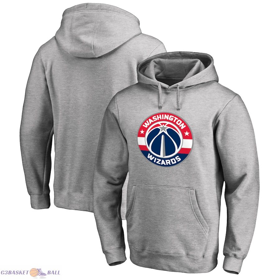 Men's Washington Wizards Heather Gray Primary Logo Pullover Hoodie