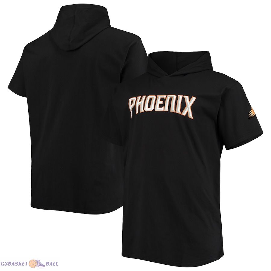 Men's Phoenix Suns Black Big & Tall 2-Hit Short Sleeve Pullover Hoodie