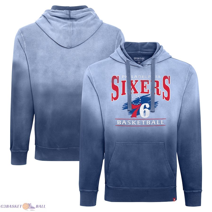 Unisex Philadelphia 76ers Sportiqe Royal Blake Sun-Fade Pullover Hoodie