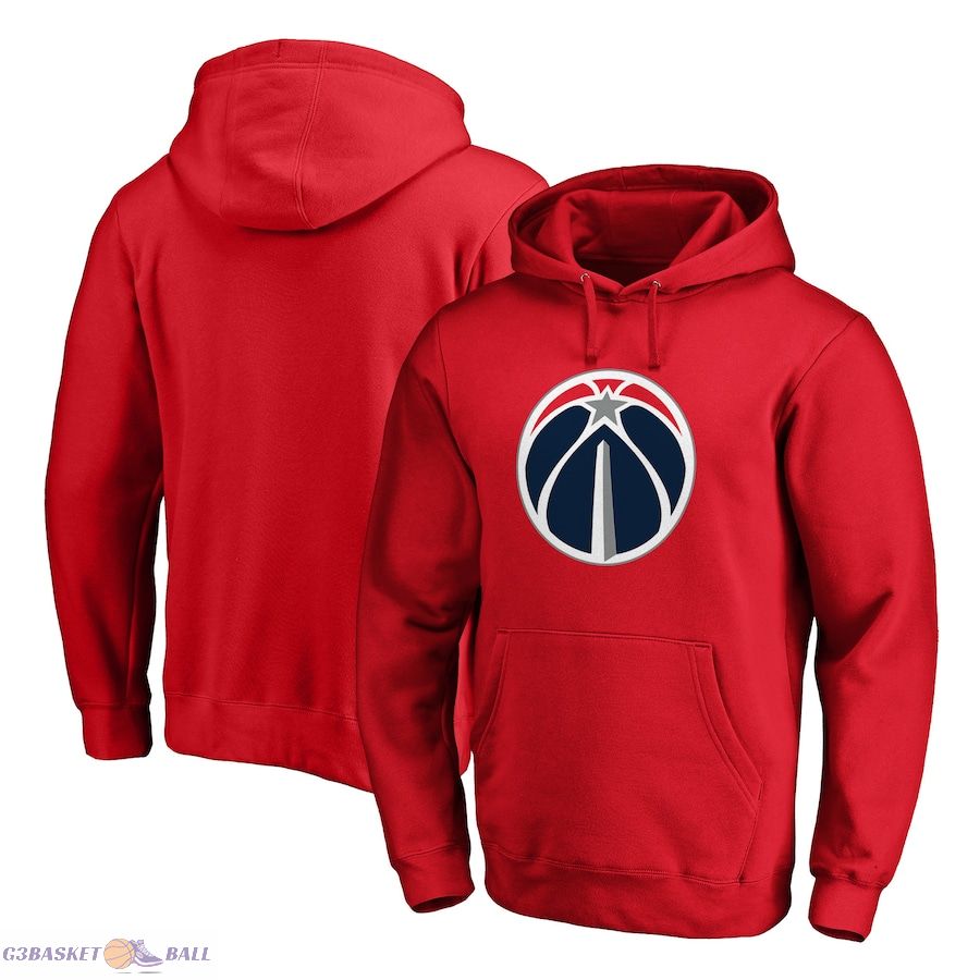 Men's Washington Wizards Fanatics Red Icon Primary Logo Fitted Pullover Hoodie