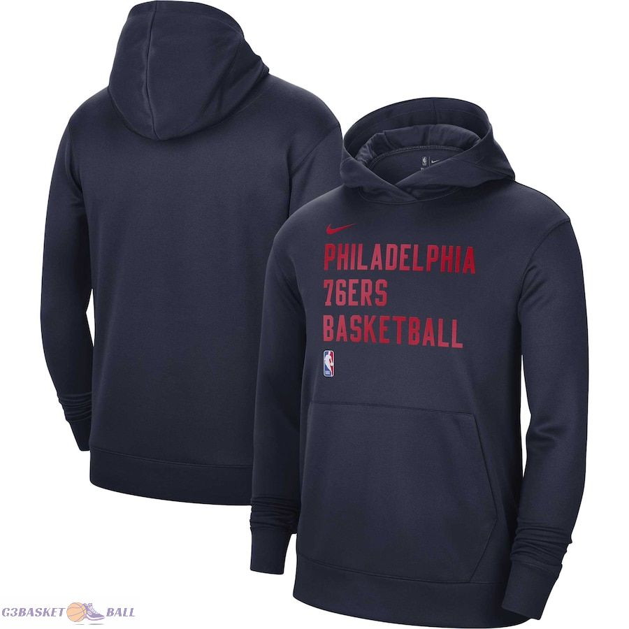 Unisex Philadelphia 76ers Nike Navy 2023/24 Performance Spotlight On-Court Practice Pullover Hoodie