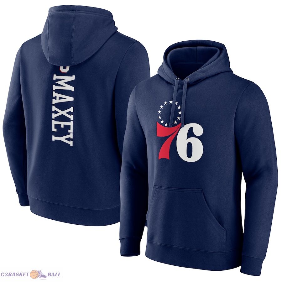 Men's Philadelphia 76ers Tyrese Maxey Navy Playmaker Pullover Hoodie