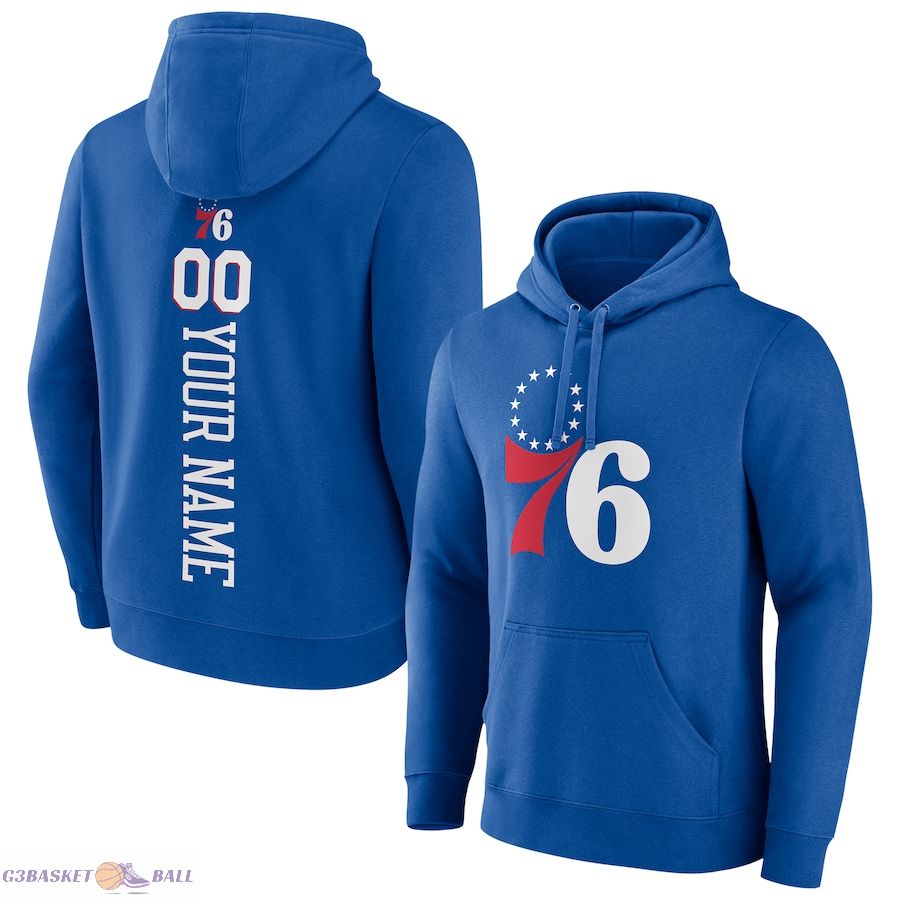 Men's Philadelphia 76ers Royal Playmaker Personalized Name & Number Pullover Hoodie