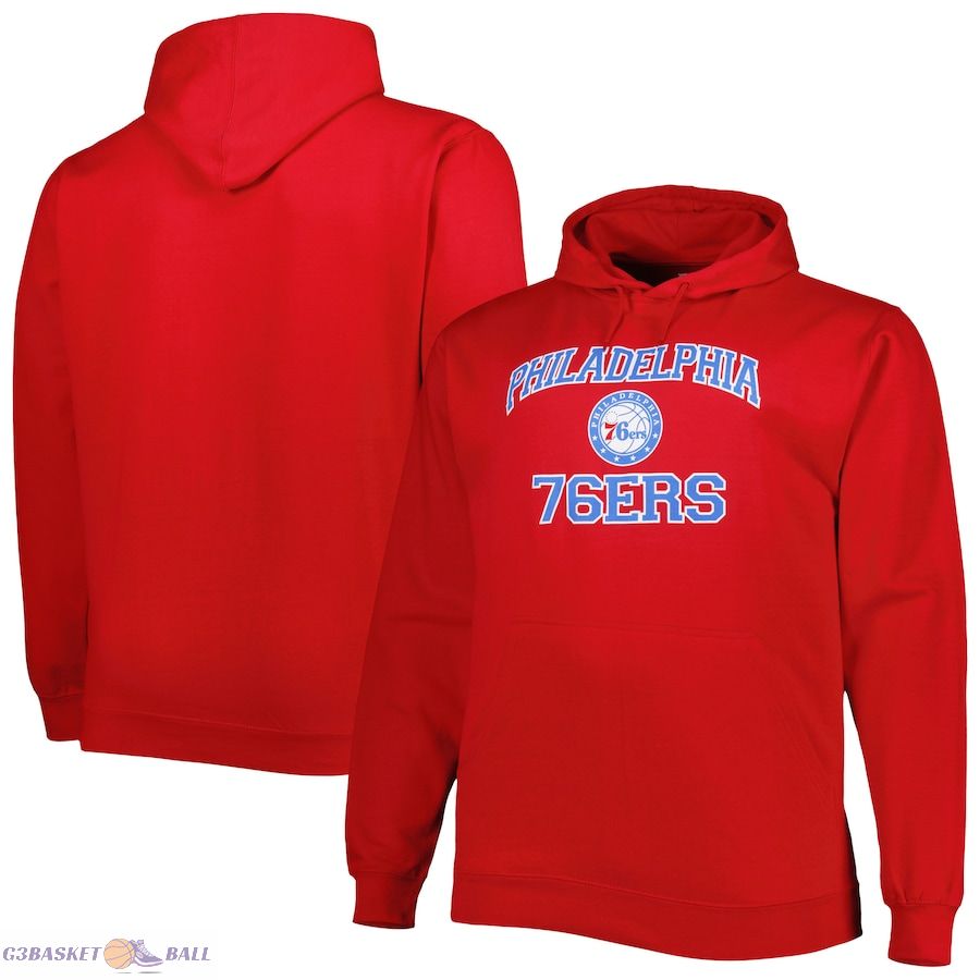 Men's Philadelphia 76ers Red Big & Tall Heart & Soul Pullover Hoodie