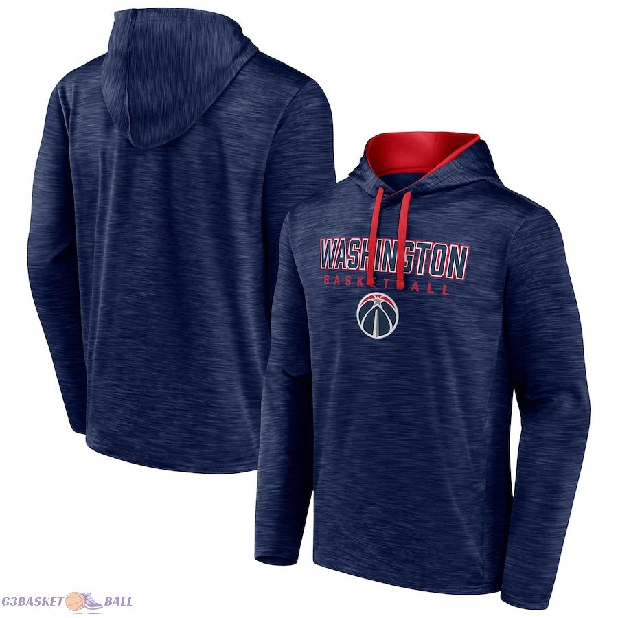 Men's Washington Wizards Fanatics Heather Navy Fast Break Pullover Hoodie