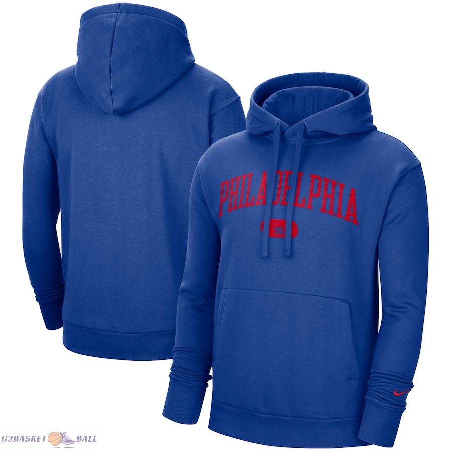 Men's Philadelphia 76ers Nike Royal Heritage Essential Pullover Hoodie