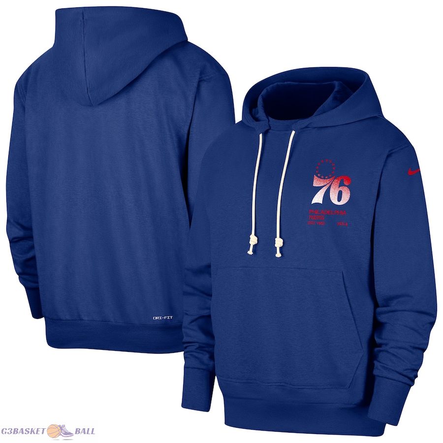 Men's Philadelphia 76ers Nike Royal Courtside Standard Issue Premium Performance Pullover Hoodie