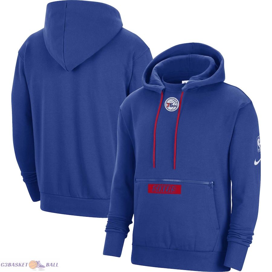 Men's Philadelphia 76ers Nike Royal Courtside Heavyweight Pullover Hoodie