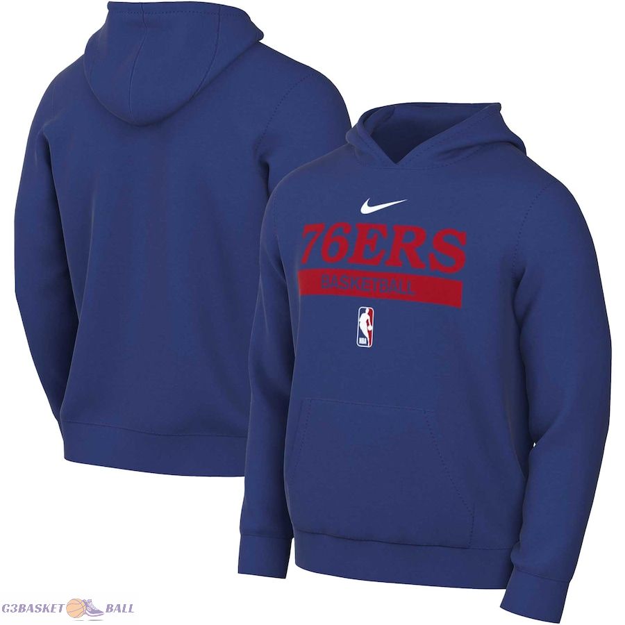 Men's Philadelphia 76ers Nike Royal 2022/23 Spotlight On-Court Practice Performance Pullover Hoodie