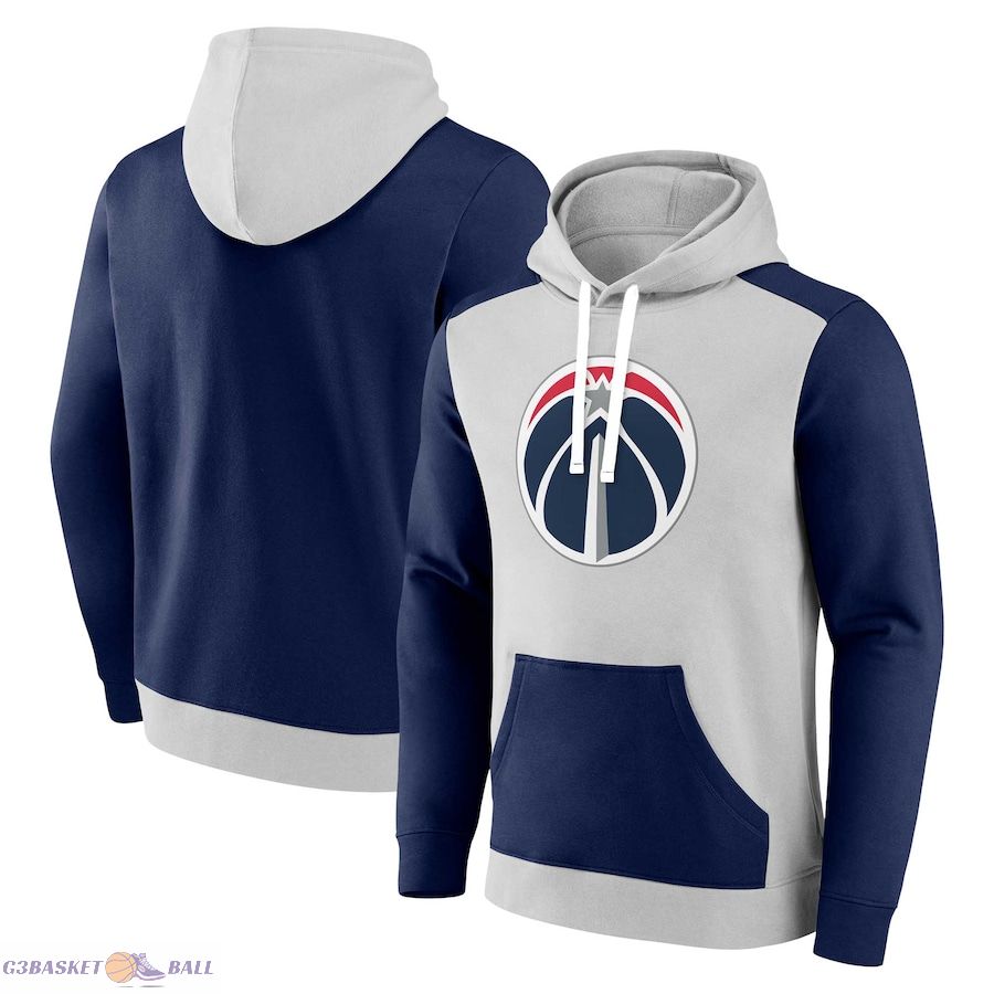 Men's Washington Wizards Fanatics Gray/Navy Arctic Colorblock Pullover Hoodie