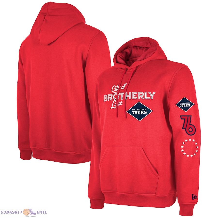 Men's Philadelphia 76ers New Era Red 2023/24 City Edition Pullover Hoodie