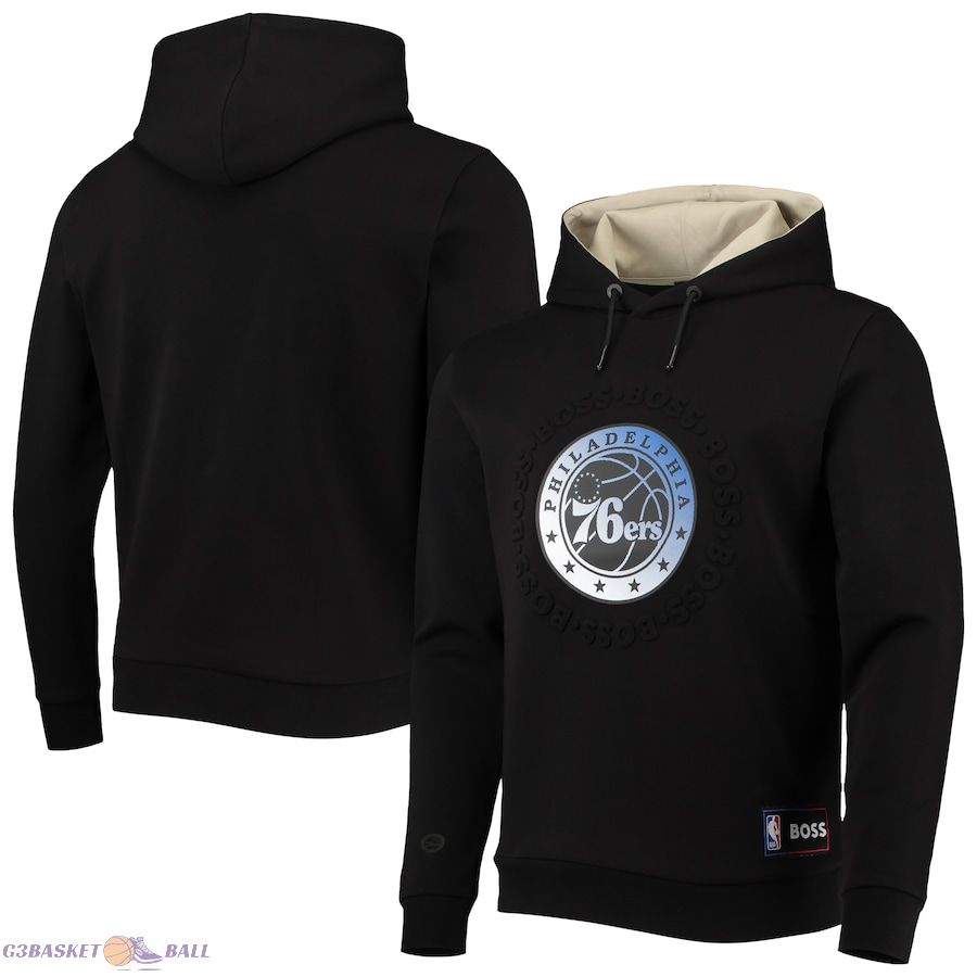 Men's Philadelphia 76ers NBA x Hugo Boss Charcoal Bounce Logo Tri-Blend Pullover Hoodie